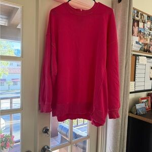 Aerie Vibrant Pink Crew Neck Sweater size large